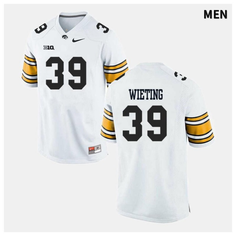 Men's Iowa Hawkeyes NCAA #39 Nate Wieting White Authentic Nike Alumni Stitched College Football Jersey IN34J55TW